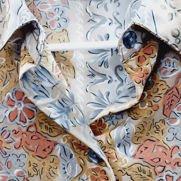 Blouse Sz 14 Floral Gold Gray Business Casual Officewear Secretary Professional - Picture 4 of 16